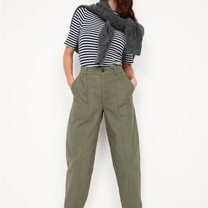 Olive Green Women's Barrel Pants - Old Navy
